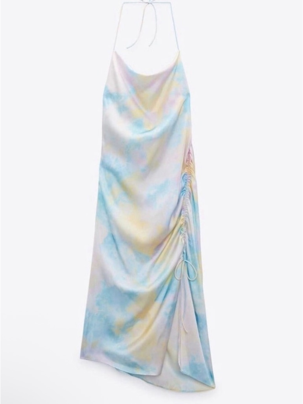 Zara Pastel Tie-Dye Halter Maxi Dress - Blue, Yellow, Pink